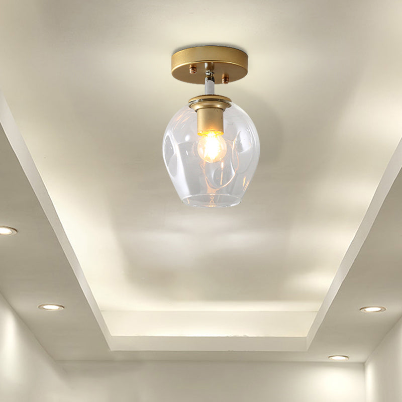 Modern Black/Gold Carafe Semi Flush Light - 1 Clear/Amber/Smoke Gray Glass Shade Gold / Clear