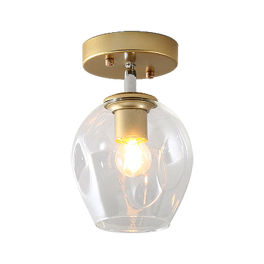 Modern Black/Gold Carafe Semi Flush Light - 1 Clear/Amber/Smoke Gray Glass Shade
