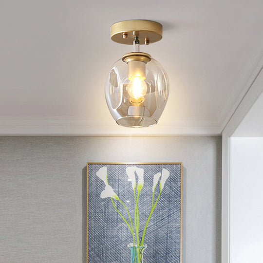 Modern Black/Gold Carafe Semi Flush Light - 1 Light, Clear/Amber/Smoke Gray Glass Shade