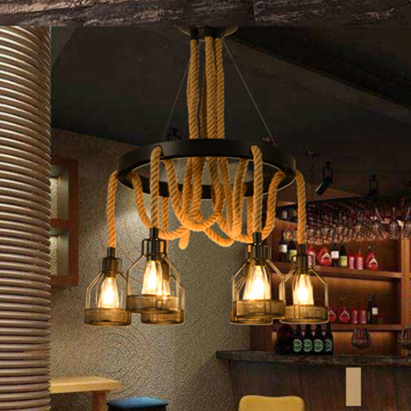 Lustre métallique - 4/6/14 lumières, design circulaire, noir - Parfait pour les restaurants et les plafonds
