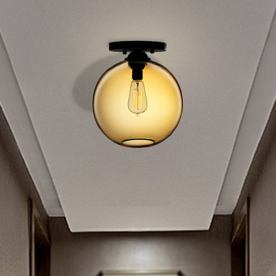 Contemporary Glass Orbit Ceiling Light Fixture - Red/Sky Blue/Amber/Dark Smoke/Coffee - 1 Head - Indoor Flush Mount