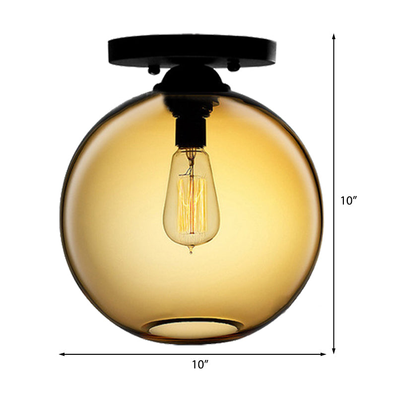 Contemporary Glass Orbit Ceiling Light Fixture - Red/Sky Blue/Amber/Dark Smoke/Coffee 1 Head Indoor