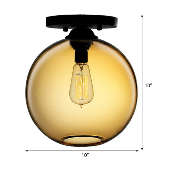 Contemporary Glass Orbit Ceiling Light Fixture - Red/Sky Blue/Amber/Dark Smoke/Coffee 1 Head Indoor