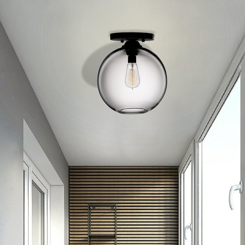 Contemporary Glass Orbit Ceiling Light Fixture - Red/Sky Blue/Amber/Dark Smoke/Coffee - 1 Head - Indoor Flush Mount