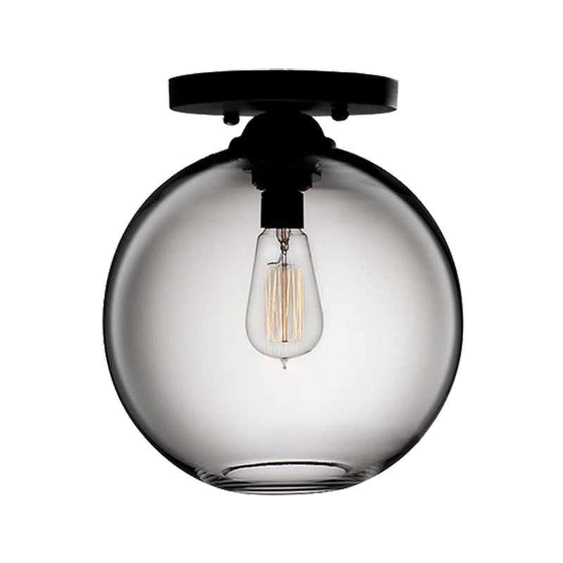 Contemporary Glass Orbit Ceiling Light Fixture - Red/Sky Blue/Amber/Dark Smoke/Coffee - 1 Head - Indoor Flush Mount