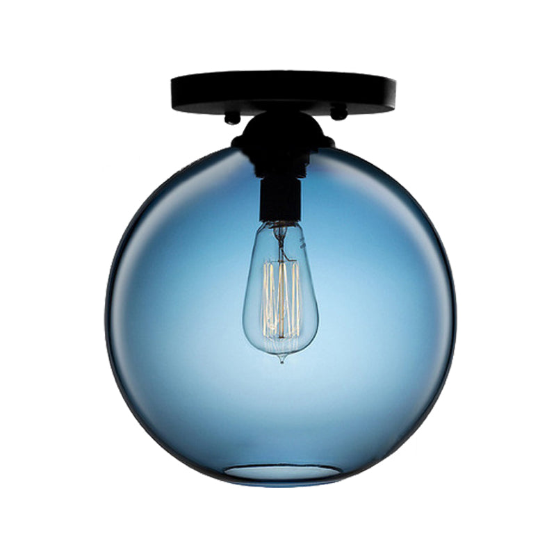 Contemporary Glass Orbit Ceiling Light Fixture - Red/Sky Blue/Amber/Dark Smoke/Coffee 1 Head Indoor