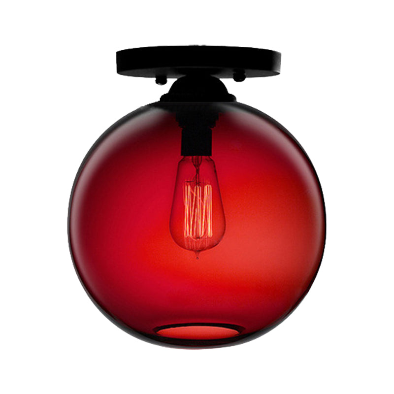 Contemporary Glass Orbit Ceiling Light Fixture - Red/Sky Blue/Amber/Dark Smoke/Coffee - 1 Head - Indoor Flush Mount