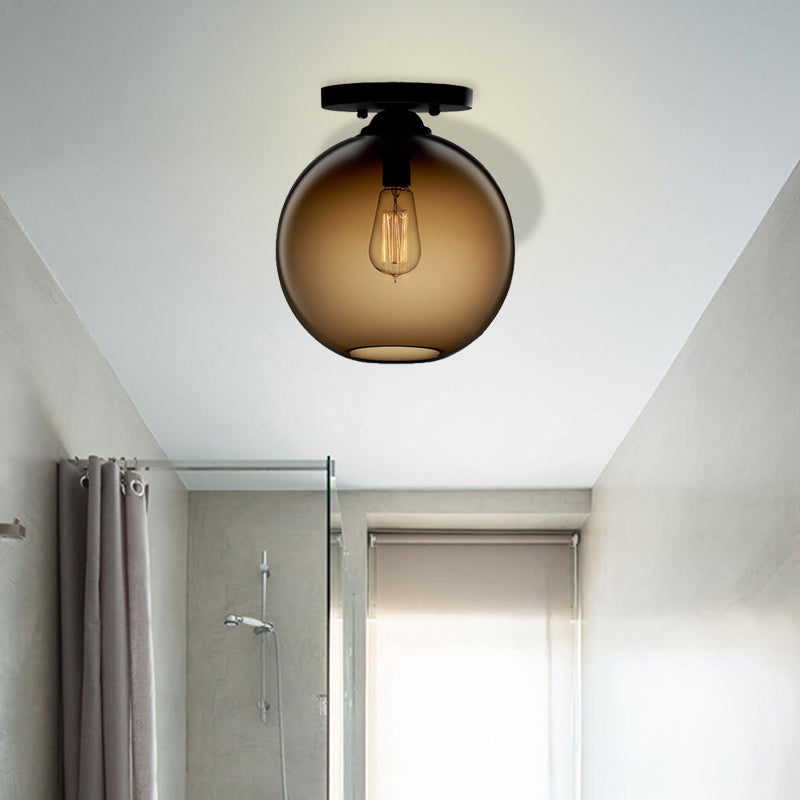 Contemporary Glass Orbit Ceiling Light Fixture - Red/Sky Blue/Amber/Dark Smoke/Coffee - 1 Head - Indoor Flush Mount