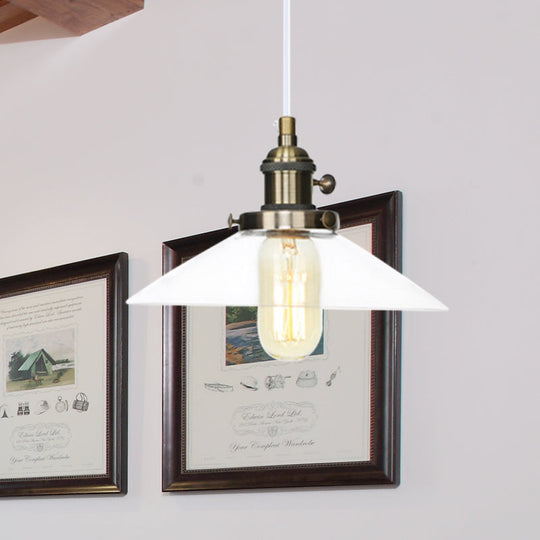 Metallic and Clear Glass Farmhouse Cone Pendant Lamp - Adjustable Height Ceiling Light