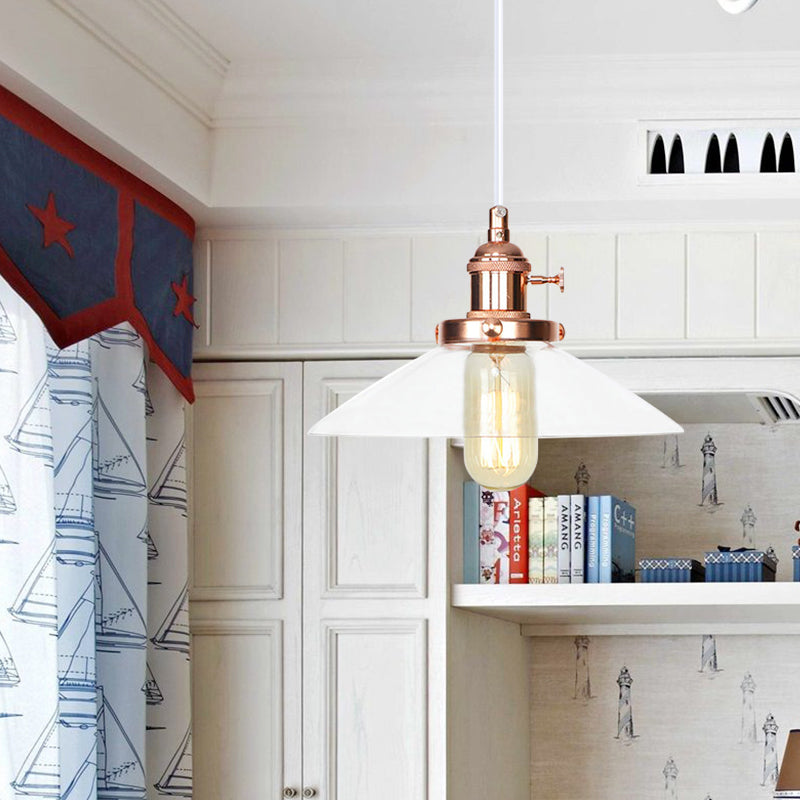 Farmhouse Style Cone Pendant Lamp: Metallic & Clear Glass Height-Adjustable Ceiling Light