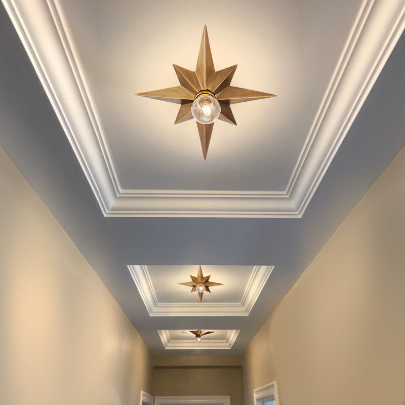 Contemporary Black/Bronze Anise Star Flush Ceiling Light - 1 Head Stairway Flush Mount Fixture