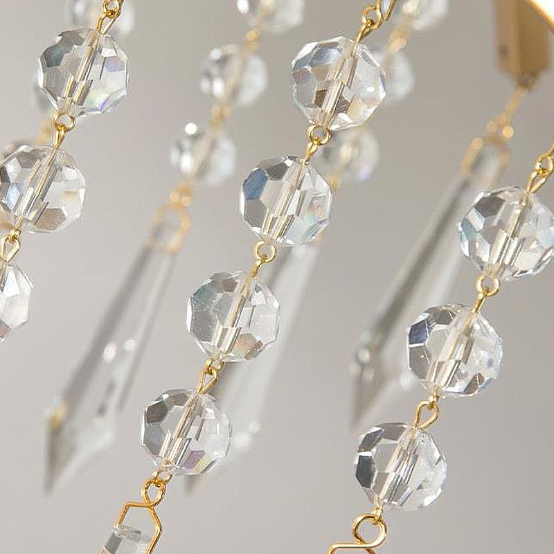 Lustre moderne en cristal en forme de cascade - Plafonnier suspendu en laiton, 3/4 ampoules, 18,5"/22,5" de large