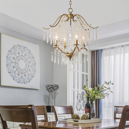 Lustre moderne en cristal en forme de cascade - Plafonnier suspendu en laiton, 3/4 ampoules, 18,5"/22,5" de large