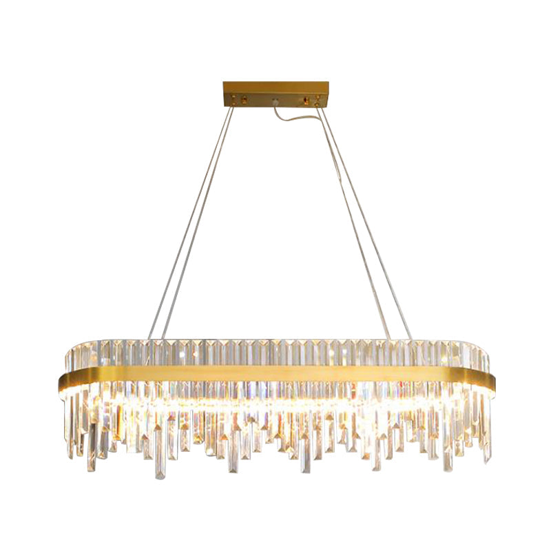 Lustre LED en cristal doré moderne - Suspension à 1 niveau pour salle à manger