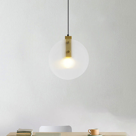 Modern Gold Orb Pendant Lamp with Clear Glass Suspension – Ideal for Dining Room Lighting