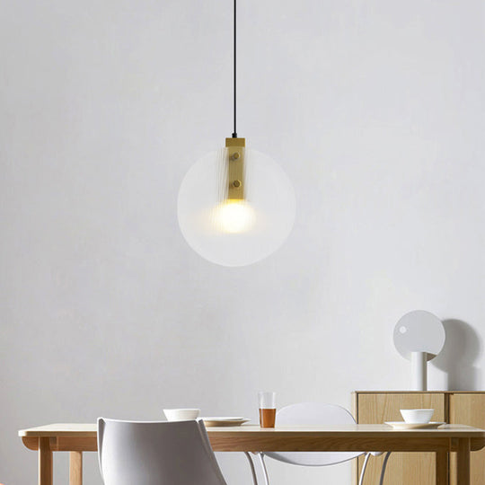 Modern Gold Orb Pendant Lamp with Clear Glass Suspension – Ideal for Dining Room Lighting