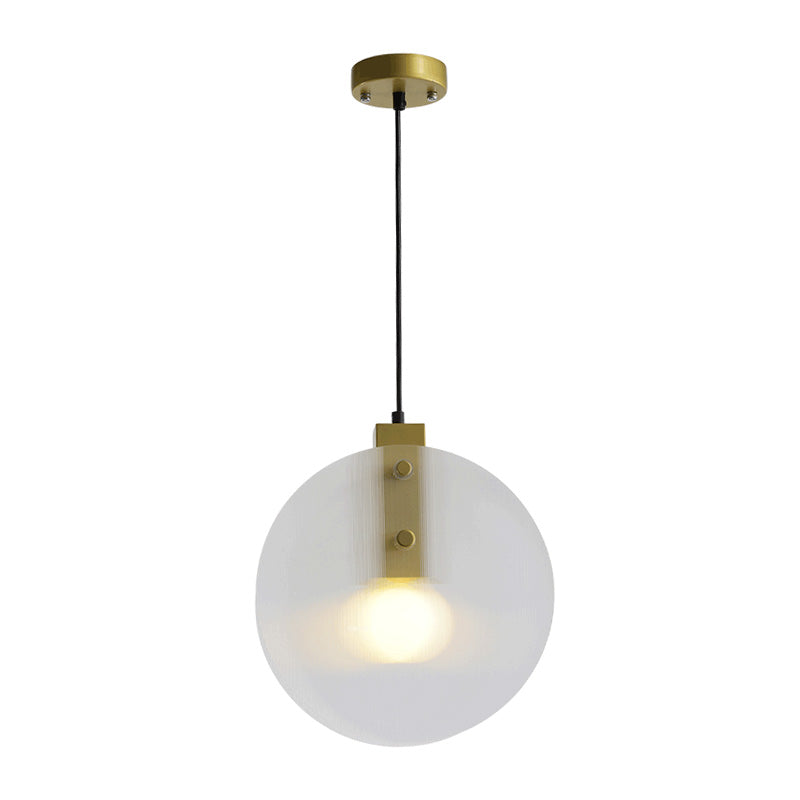 Modernist Gold Orb Pendant Lamp - Clear Glass Suspension Light For Dining Room