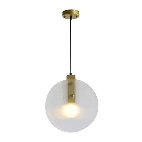 Modernist Gold Orb Pendant Lamp - Clear Glass Suspension Light For Dining Room