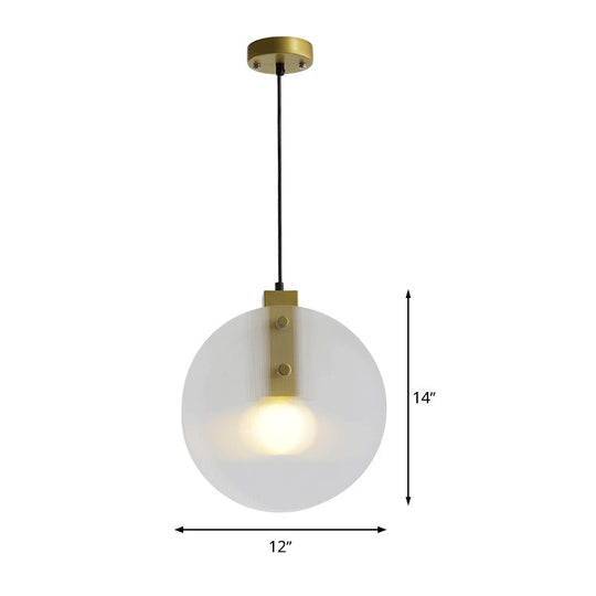 Modernist Gold Orb Pendant Lamp - Clear Glass Suspension Light For Dining Room