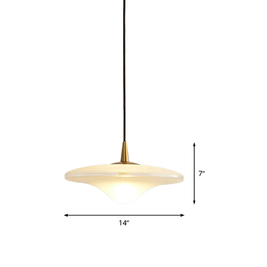 Contemporary Flare Hanging Lamp - White Glass - Pendant with 1 Bulb - Restaurant Down Lighting