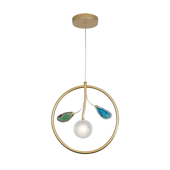 Modern Metal Cage Pendant Ceiling Light for Foyer - LED, Gold Finish