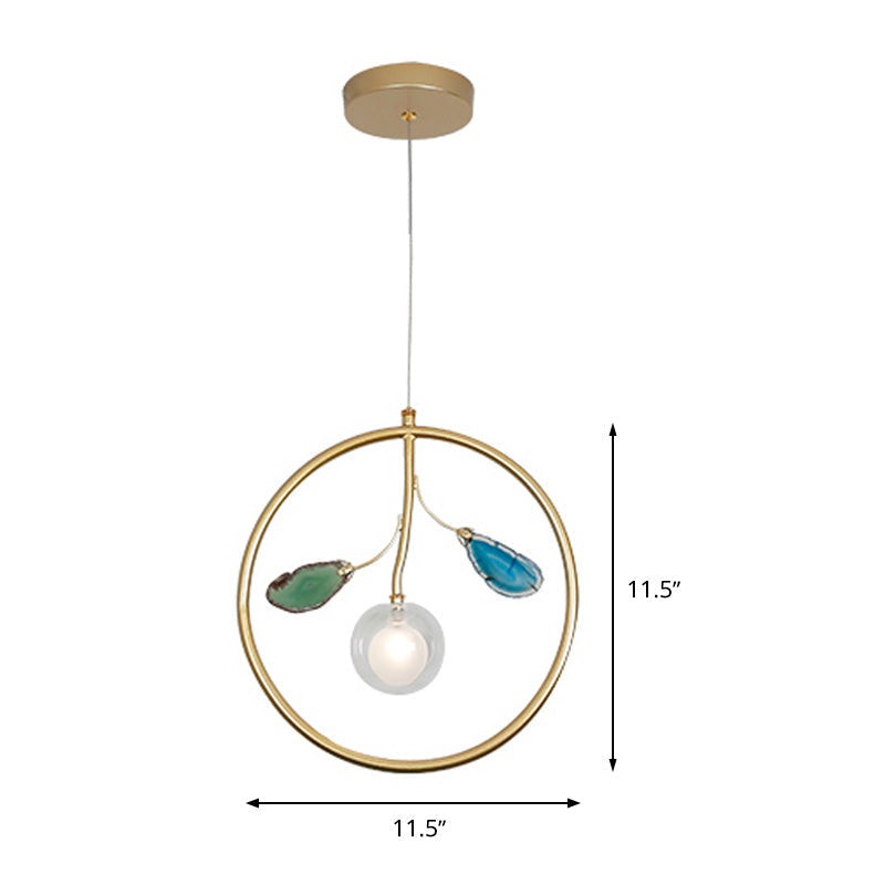 Modern Metal Cage Pendant Ceiling Light for Foyer - LED, Gold Finish