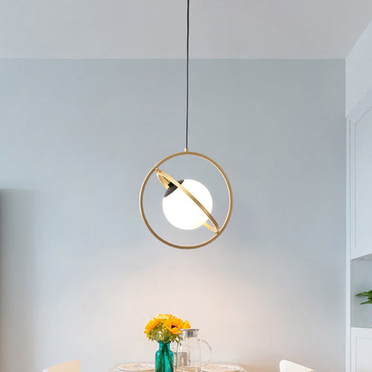 Sleek Gold Round Hanging Ceiling Light - Simplicity Collection for Dining Room