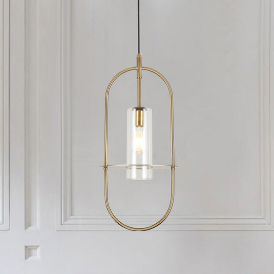 Gold Modernist Cylinder Pendant Light For Living Room Ceiling
