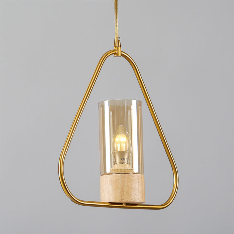 Modern Gold Triangle Pendant Light For Living Room With 1 Head Drop Metal Design
