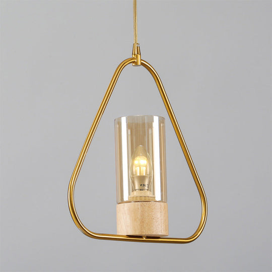 Modern Gold Triangle Pendant Light For Living Room With 1 Head Drop Metal Design