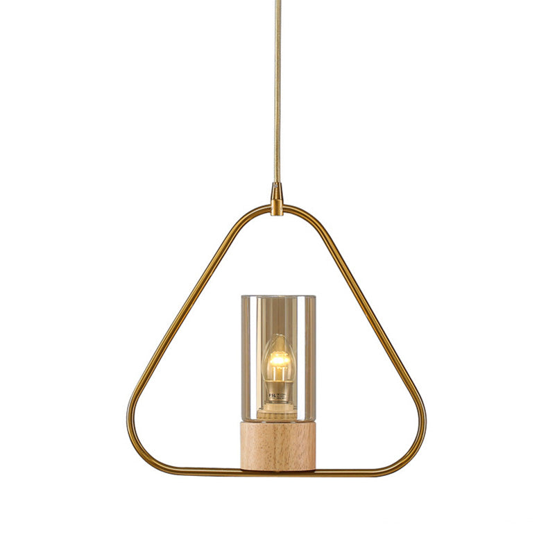 Modern Gold Triangle Pendant Light For Living Room With 1 Head Drop Metal Design