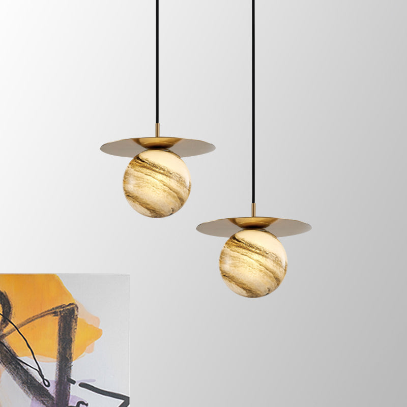 Modern Frosted Glass Led Kitchen Ceiling Light - Gold Sphere Suspension Pendant