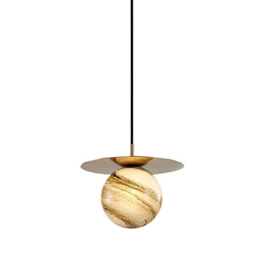 Modern Frosted Glass Led Kitchen Ceiling Light - Gold Sphere Suspension Pendant