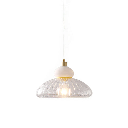 Modern 1-Bulb Dome Pendant with Clear Glass Shade