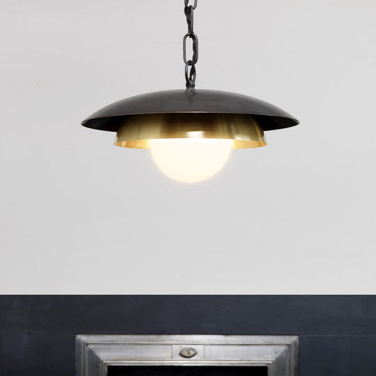 Contemporary Metal Ball Ceiling Lamp: 1-Head Brass Pendant Light For Porch