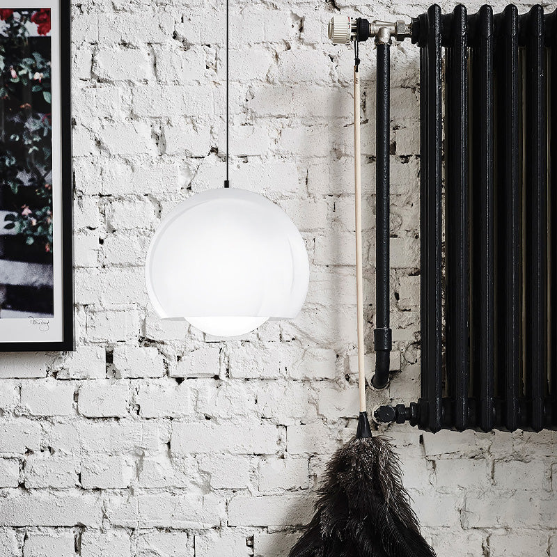 Minimalist Opal Glass Sphere Pendant Light - 1 Ceiling Lamp For Restaurants White