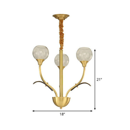 Nordic Brass Ball Chandelier: Clear Glass 3/6 Heads Perfect For Living Room
