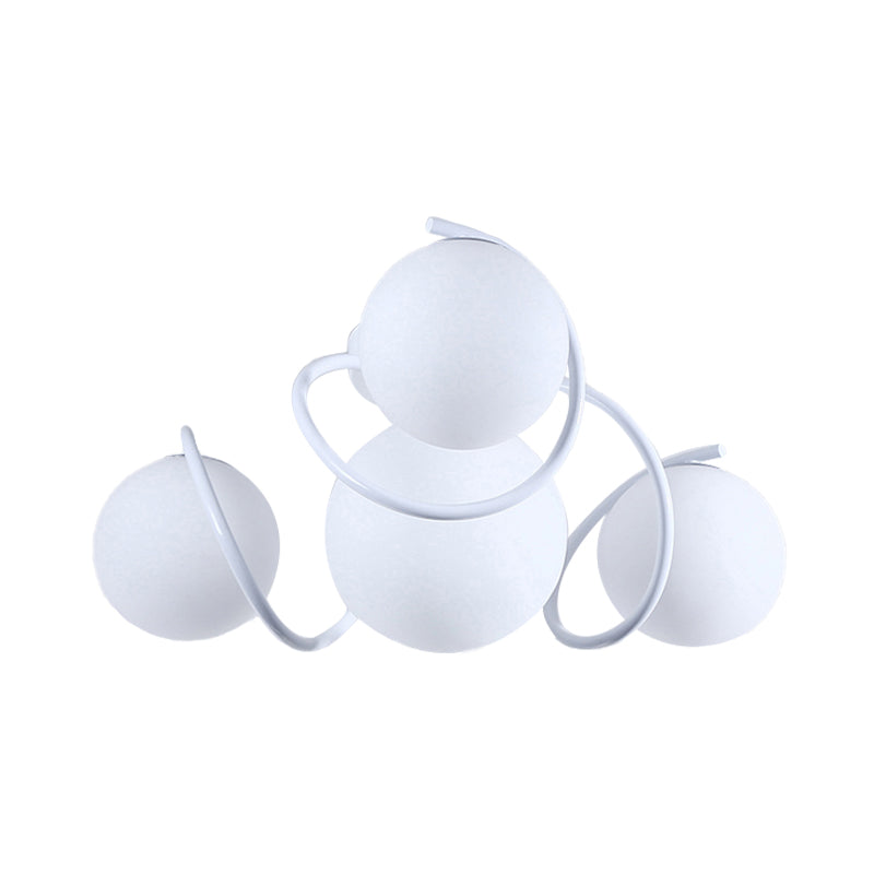 Orb Opal Glass Semi Flush Light - Traditional Black/White - 4/7 Lights - Living Room Ceiling Lighting - 22"/34" Wide