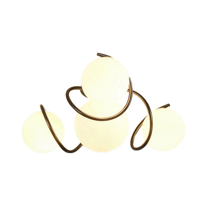 Orb Opal Glass Semi Flush Light - Traditional Black/White - 4/7 Lights - Living Room Ceiling Lighting - 22"/34" Wide