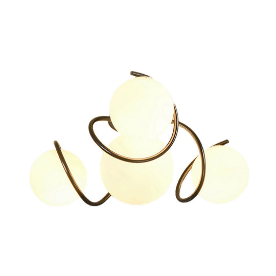 Orb Opal Glass Semi Flush Light - Traditional Black/White - 4/7 Lights - Living Room Ceiling Lighting - 22"/34" Wide