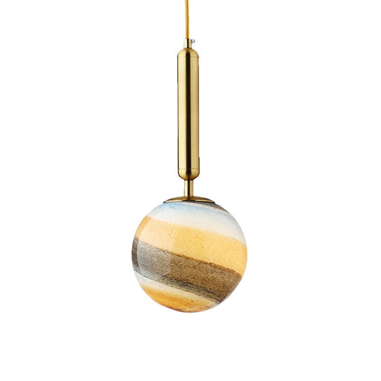 Contemporary Gold/Black Bedroom Pendant Lamp with Frosted Glass Shade