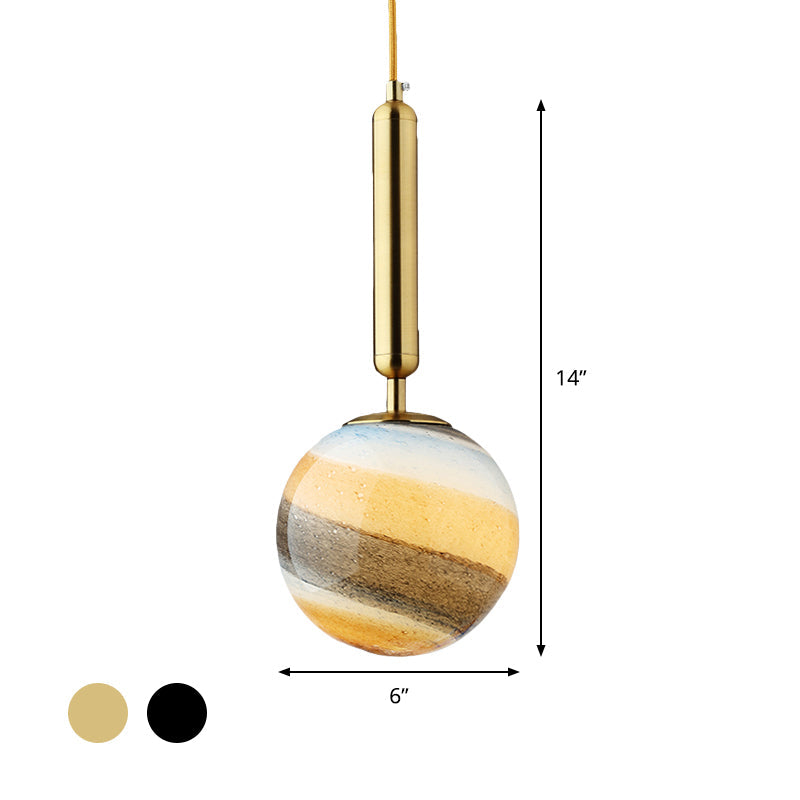 Contemporary Gold/Black Bedroom Pendant Lamp with Frosted Glass Shade