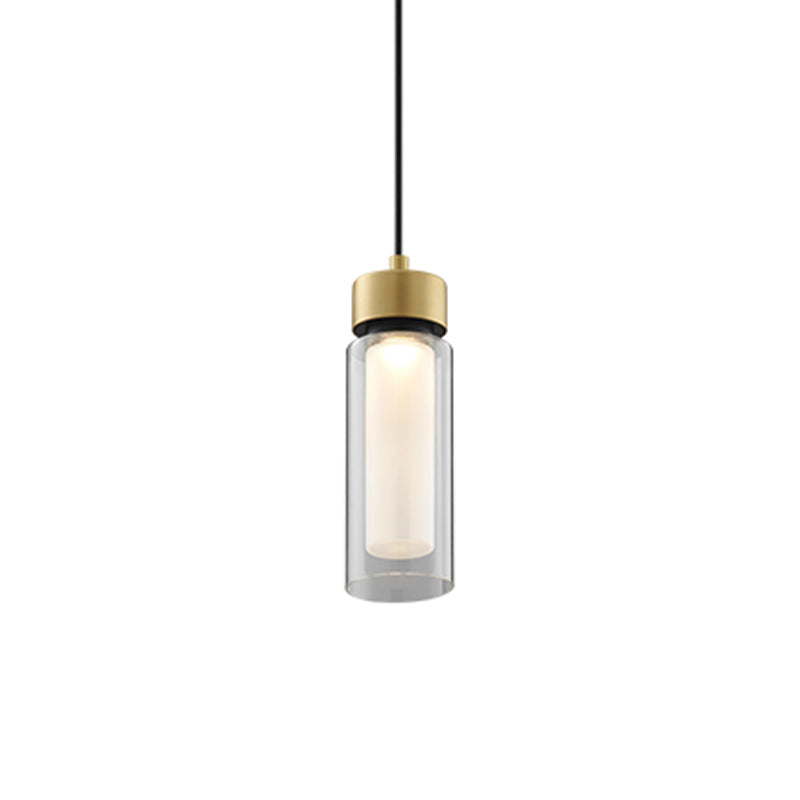 Modern Black and Gold LED Pendant Light with Clear Glass Shade - Simplicity Collection