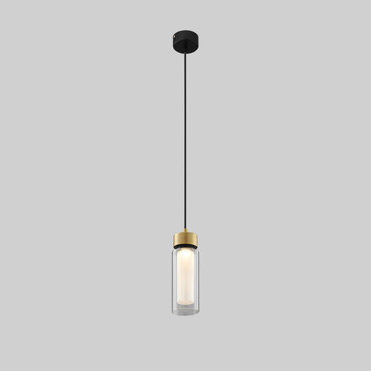 Modern Black and Gold LED Pendant Light with Clear Glass Shade - Simplicity Collection