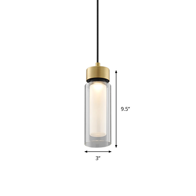Modern Black and Gold LED Pendant Light with Clear Glass Shade - Simplicity Collection