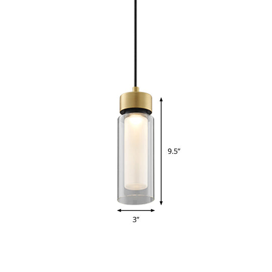 Modern Black and Gold LED Pendant Light with Clear Glass Shade - Simplicity Collection
