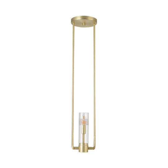 Modern Gold Restaurant Hanging Light Fixture with Clear Glass Shade - 1 Bulb Suspension Pendant