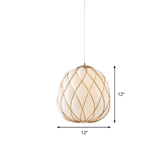Modern Gold Glass Pendulum Ceiling Lamp for Bedroom - Stylishly Wrapped, 1-Head Design