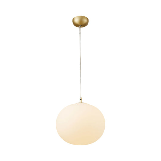 Modern Ball Hanging Light Kit - White Glass, 11"/13" W, 1 Bulb - Dining Room Suspension Lighting