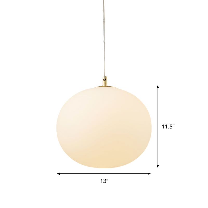 White Glass Hanging Light Kit Modern Ball Design 11/13 Width 1 Bulb Perfect For Dining Room